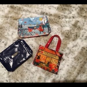 L’Occitane cosmetic bags and handle bag.